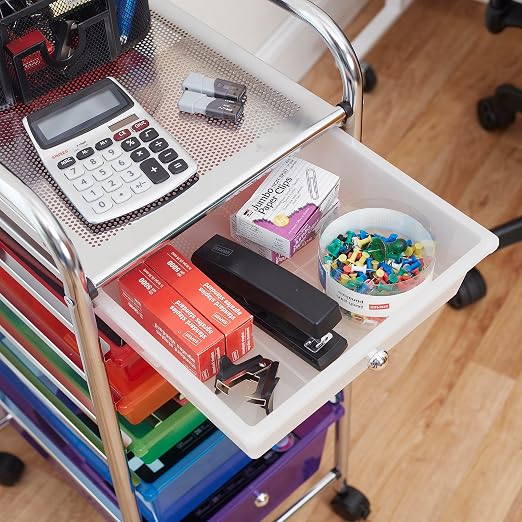ECR4Kids 6-Drawer Everyday Rolling Utility Storage Cart, Mobile Organizer, Assorted - Image 10