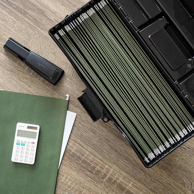 IRIS USA Slim Portable File Box Organizer with Lid, Letter Files, Black | Carry letter size files, folders and paperwork with a slim portable design and secure storage for everyday organization - Image 7