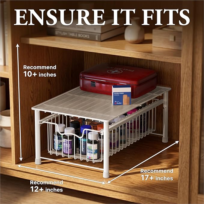 Simple Houseware Stackable Basket Drawer, White - Image 3