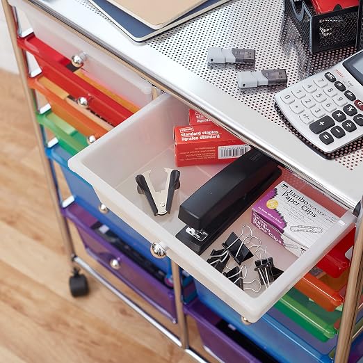 ECR4Kids 12-Drawer Everyday Mobile Storage Utility Cart, Mobile Organizer, Assorted - Image 8