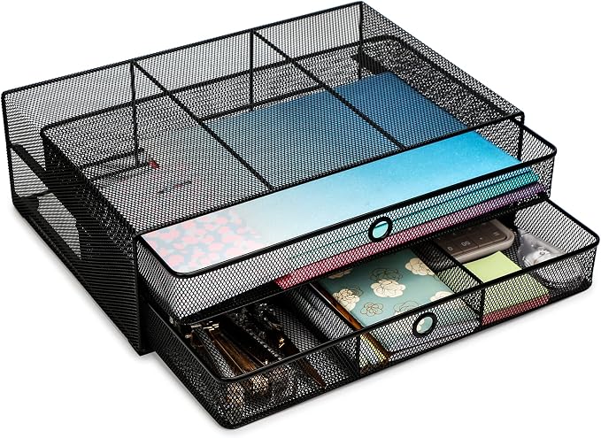 Exerz Monitor Display Stand with Drawers - Desk Organizer with Computer Monitor Stand Riser - Max 15kgs by Exerz