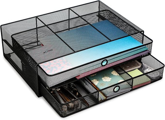 Exerz Monitor Display Stand with Drawers - Desk Organizer with Computer Monitor Stand Riser - Max 15kgs by Exerz