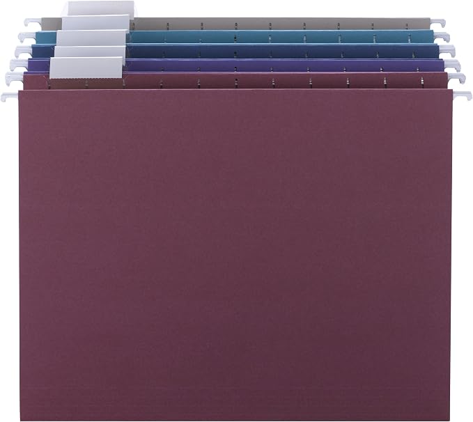 Smead Hanging File Folder, 1/5-Cut Adjustable Tab, Letter Size, Assorted Colors, 25 per Box (64056) - Image 3