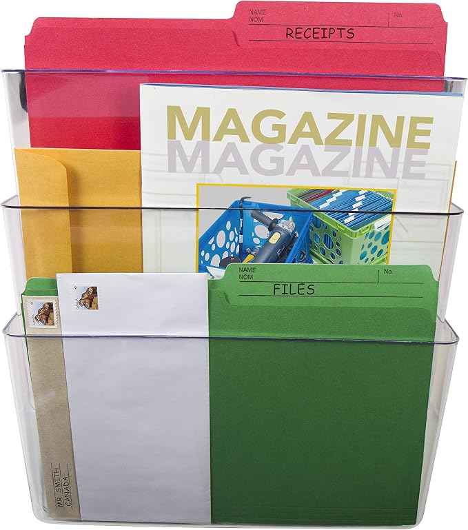 Storex Unbreakable Letter Sized Wall Files, 3-Pack, Clear, Case of 6 (STX70313U06C) - Image 3