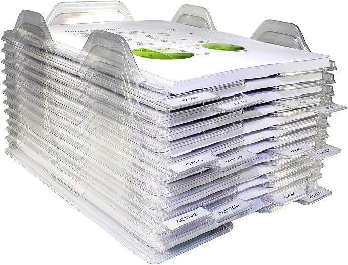 File Organizers - Letter Size, Stackable Trays for Desk - for Office Files, Mail, Documents - 48 Pack by EZSTAX