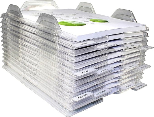 File Organizers - Letter Size, Stackable Trays for Desk - for Office Files, Mail, Documents - 48 Pack by EZSTAX