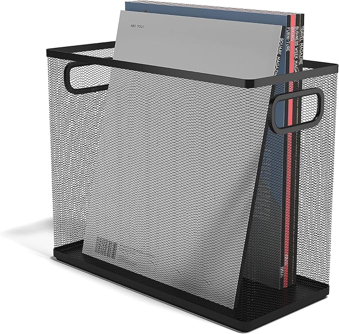 TRU RED Wire Mesh File Organizer, Matte Black, 2‑Pack – Vertical Desktop Sorter for Files, Folders & Mail by TRURED