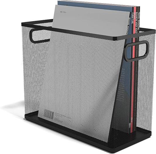 TRU RED Wire Mesh File Organizer, Matte Black, 2‑Pack – Vertical Desktop Sorter for Files, Folders & Mail by TRURED