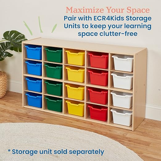 ECR4Kids Scoop Front Storage Bin, Multipurpose Organization, Assorted, 20-Piece - Image 5