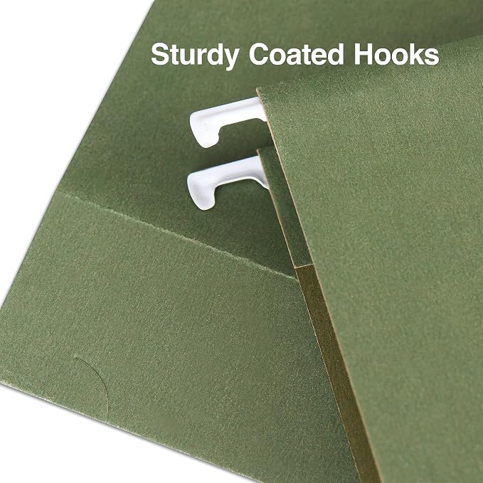Staples Reinforced Box-Bottom Hanging File Folders, 3" Expansion, 1/5-Cut Tab, Letter Size, Standard Green, 25/Box - Image 7