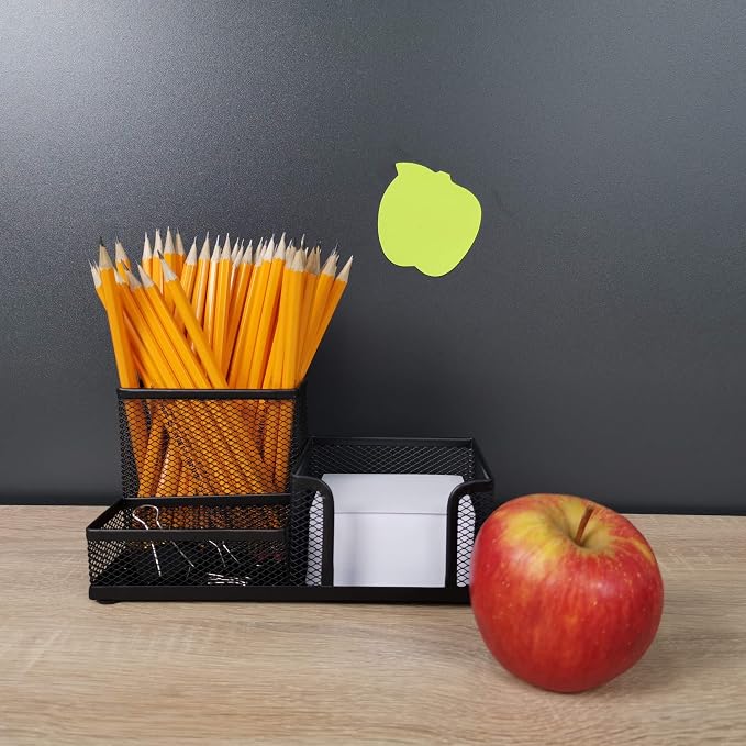 D.RECT KOMO 3-Compartment Metal Mesh Desk Organizer - Multifunctional Pen & Office Supply Holder - Compact & Durable, Black - Image 5