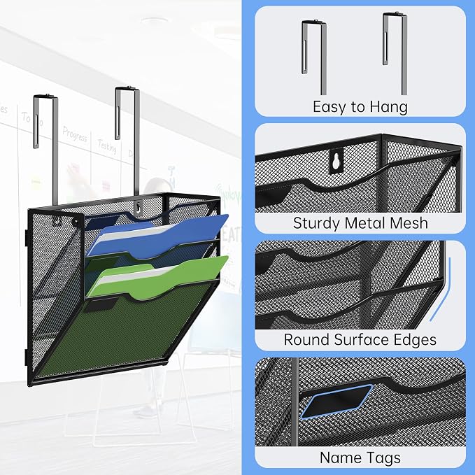 Kuntine.B Wall File Organizer Office Hanging Magazine Holder Wall File Organizer for Office Home - Image 3