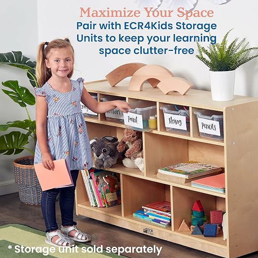 ECR4Kids Scoop Front Storage Bin, Multipurpose Organization, Clear, 5-Piece - Image 5