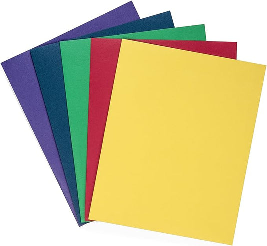 Blue Summit Supplies 100 Paper 2 Pocket Folders, Letter Size, Assorted | Durable paper, 2 pockets, letter size, for school, office, and presentation use by BlueSummitSupplies