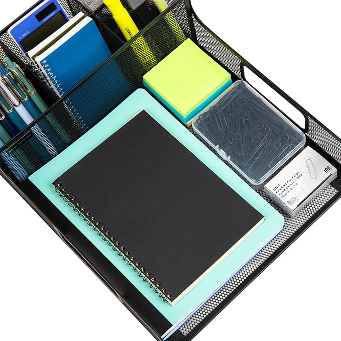 Mind Reader Desktop Organizer, File Storage, Accessory Storage, Workspace, Office, Metal Mesh, 11.5" L x 14.75" W x 5.5" H, Black - Image 6