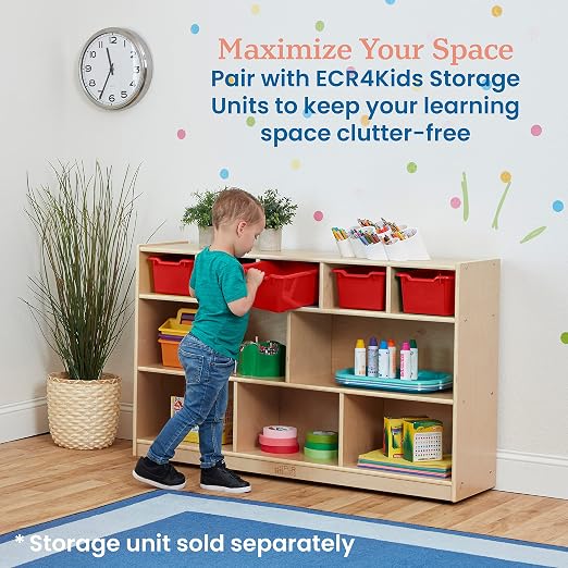 ECR4Kids Scoop Front Storage Bin, Multipurpose Organization, Red, 5-Piece - Image 5