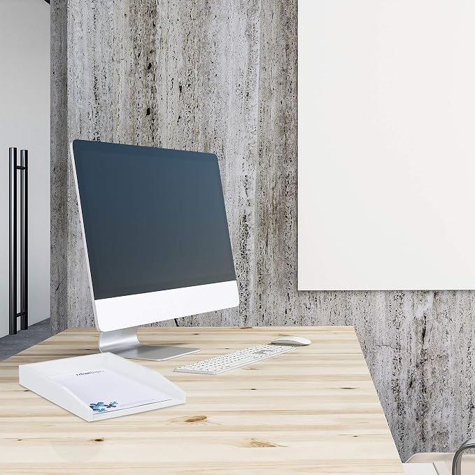 5 x document trays, stackable, DIN A4 paper, office, desk, bamboo wood letter tray, 6 x 25 x 33 cm, white - Image 3