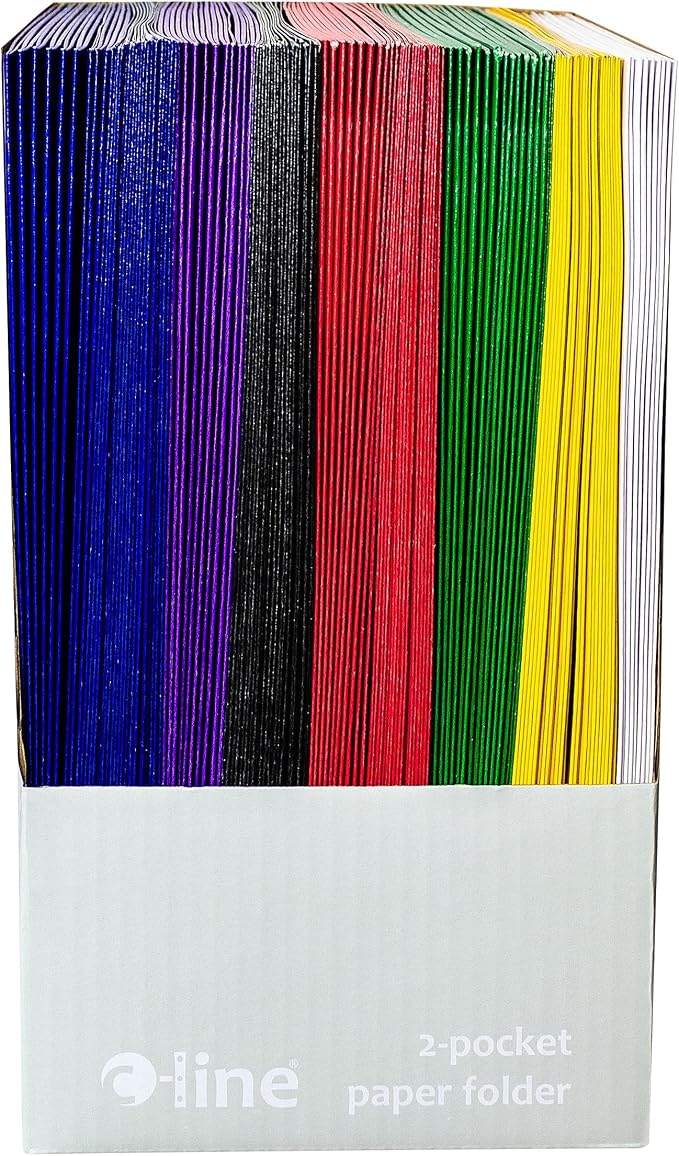 C-Line Two-Pocket Paper Portfolio, 1 Case of 100 Folders, Assorted Colors (05300-100) - Image 3