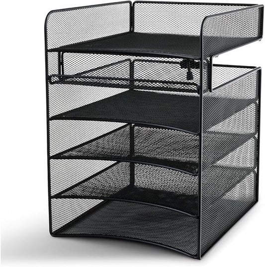 Safco Onyx Hanging Under Desk Organizer, 5 Trays, Office and Classroom Mailbox , Paper and Mail Sorter, Steel Mesh, Black by SafcoProducts