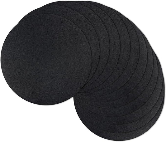 13" Round Placemats Set of 12, Reversible Faux Leather Heat Resistant Table Mats, 100% Waterproof Oilproof Wipeable Table Protective Placemats for Vinyl, Washable for Indoor (12, Black)