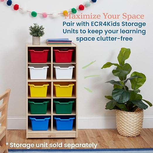 ECR4Kids Scoop Front Storage Bins, Multipurpose Organization, Assorted, 10-Piece - Image 5