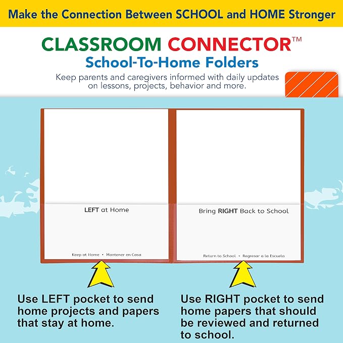 C-Line Classroom Connector School-to-Home Folders, Orange, 25 per Box (32002) (Pack of 6) - Image 5
