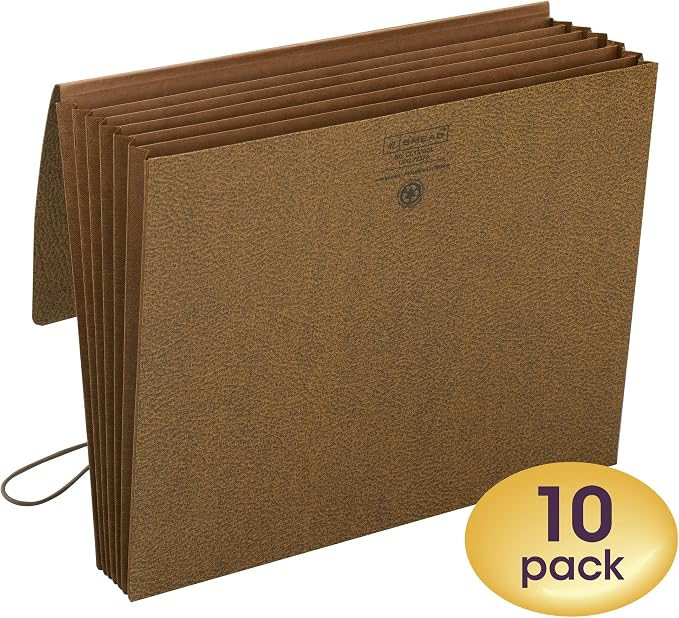 Smead Partition Expanding File Wallet, Flap and Cord Closure, 6 Pockets, 5-1/4" Expansion, Tear Resistant Gusset, Letter, Redrope, 10 per Box (72373) | (Pack of 4) - Image 2
