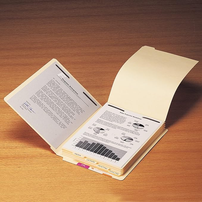 Smead Stackable Folder Divider with Fastener, Bottom 1/5-Cut Tab, Legal Size, Manila, 50 per Box (35650) - Image 4