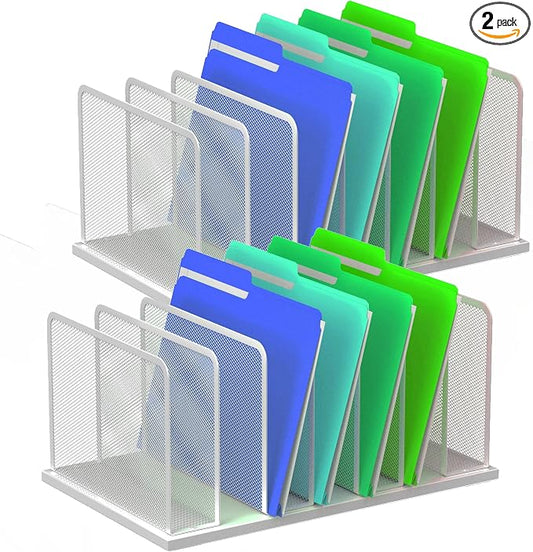 Kuntine.B 7-Section Upright Desk File Organizer Silver 2 Pack | Vertical, Mesh, Metal, Assembly, Stability, Sturdiness, Organization, Standing by KuntineB