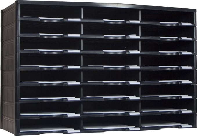 Storex Modular 24-Compartment Literature Organizer, Black, (61435U01C) by Storex