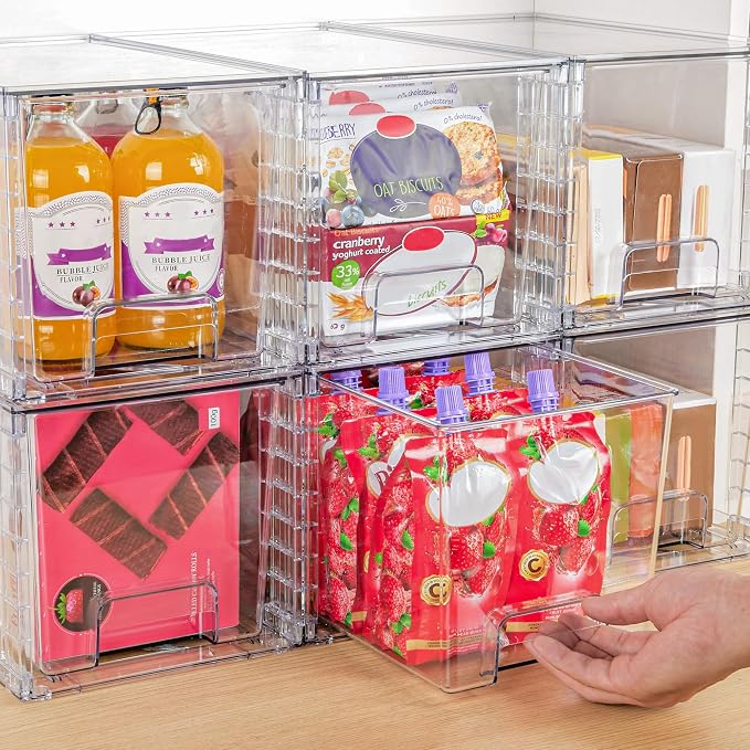 Vtopmart 2 Pack Large Stackable Storage Drawers, Clear | Easily Assemble Acrylic, Bathroom Closet Undersink Organizers, Plastic Bins for Kitchen Cabinets, Pantry, Makeup, Medicine - Image 5