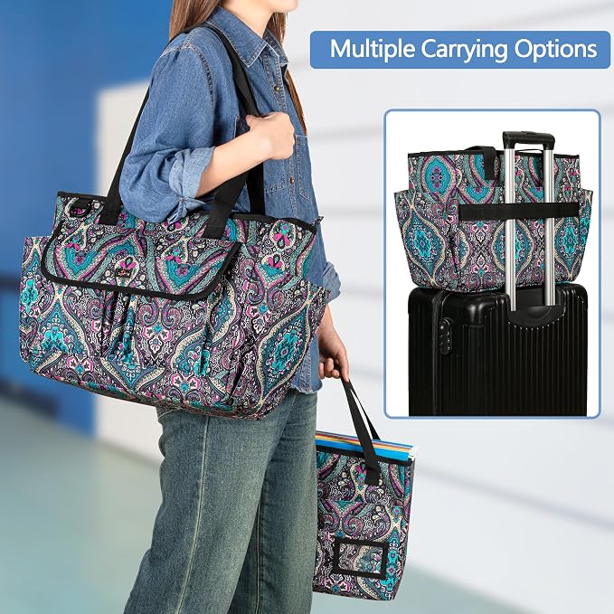 LoDrid File Bag with Document Organizer Case for Letter Size File Folder | Large Utility Bag with 15.6"Laptop Padded Sleeve for Work, Business - Image 6