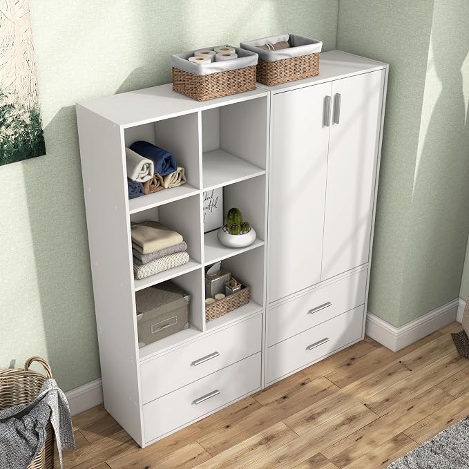 Homes: Inside + Out Apexa 2-Drawer Wooden Stackable Storage Drawers, Small Food Pantry Cabinet, Cajonera De Madera, Underbed Drawer Dorm Teen Room Decor & Bedroom, Home Office, Kitchen, White - Image 12