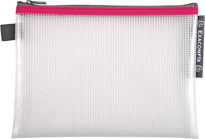 Exacompta Zipped Transparent Mesh Pockets, A5 - Assorted Colours, Pack of 10 - Image 6