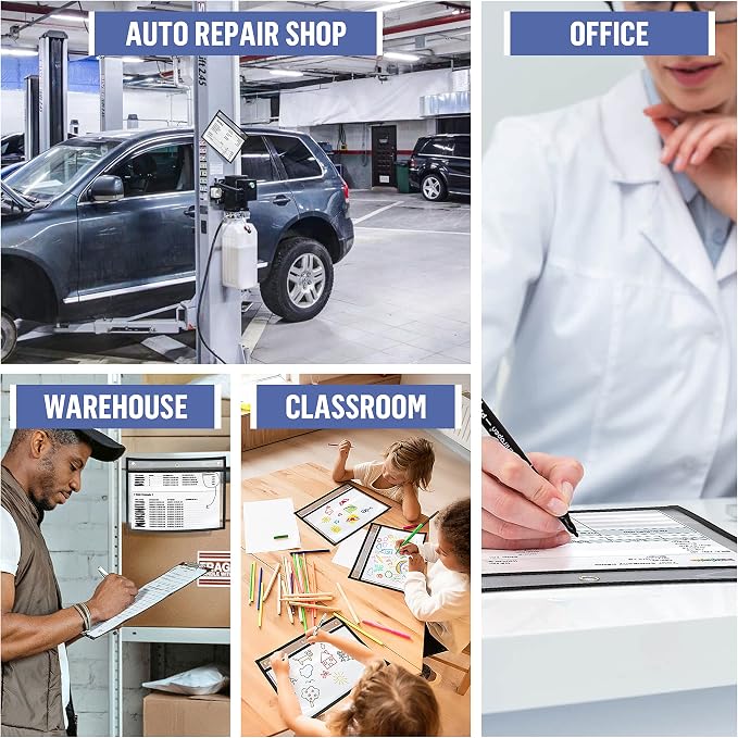 50 Pack Horizontal Job Ticket Holders 8.5x11 - Landscape Shop Ticket Holders 8 1/2 x 11 - Work Order Plastic Sleeves for Documents - Dry Erase Pocket Sleeve - Dry Erase Sleeves Clear Pocket Sleeve - Image 3