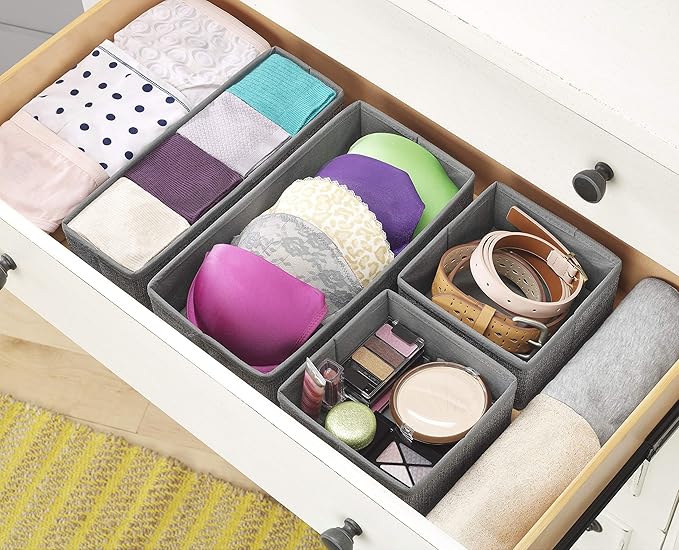 Whitmor 6283-9871 Set of 4-Crosshatch Gray Drawer Organizer (Pack of 2) - Image 2