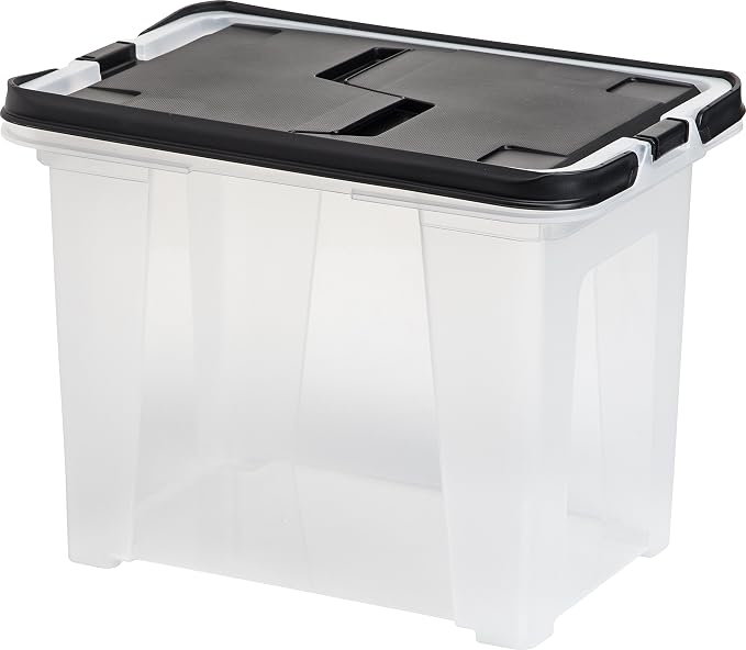 IRIS USA 4-Pack File Box Organizer with Wing Lid Letter/Legal 18 Qt, Clear | Organize letter and legal files, documents and paperwork with a wing lid for quick access and secure storage - Image 8