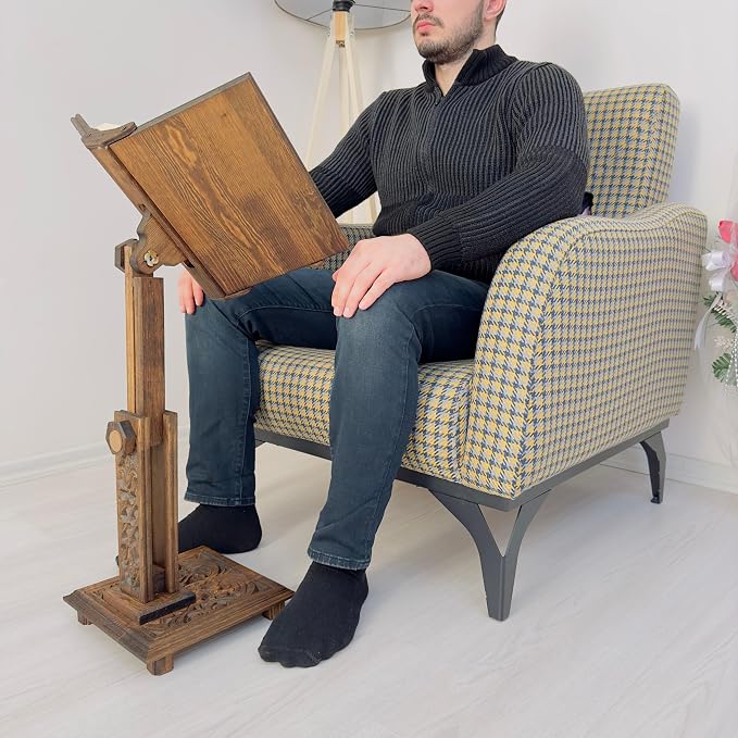 Adjustable Wooden Book Stand | Quran, Bible Holder Lectern | Cookbook Stand, Desktop Bookstand - Image 5