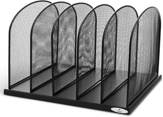 Safco Onyx Desk Organizer, 5 Tiered Vertical Compartments, Office and Classroom Mailbox , Paper and Mail Sorter, Steel Mesh, Black by SafcoProducts