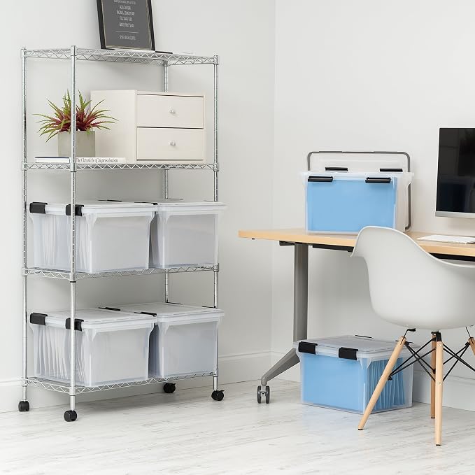 IRIS USA WeatherPro File Box Organizer, Letter/Legal, 32 Qt. Clear | Protect files and paperwork with a durable design featuring secure closure and convenient organization - Image 5