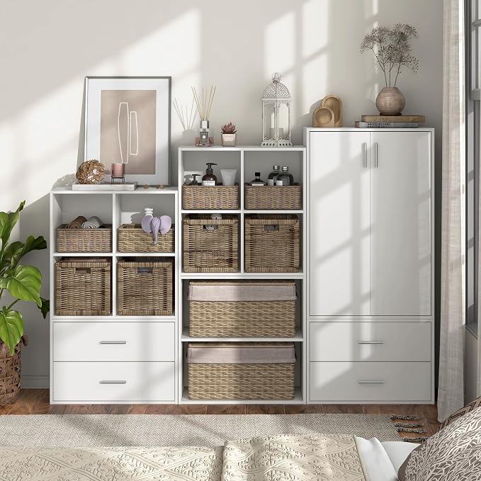 Homes: Inside + Out Apexa 2-Drawer Wooden Stackable Storage Drawers, Small Food Pantry Cabinet, Cajonera De Madera, Underbed Drawer Dorm Teen Room Decor & Bedroom, Home Office, Kitchen, White - Image 2