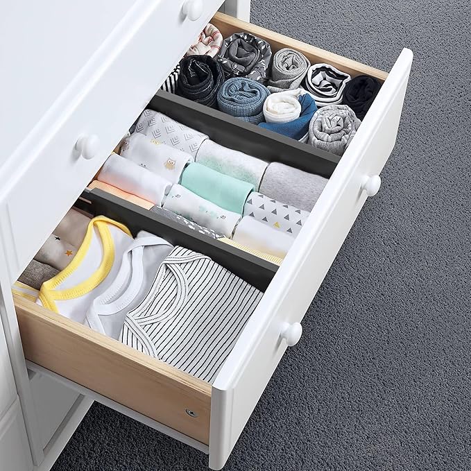 Utoplike Bamboo Kitchen Drawer Divider, Black Utensil Drawers Organizer | Adjustable, Spring Loaded, Works in Kitchen, Dresser, Bathroom, Bedroom, Drawer, Desk, 2.4" H, Fit 17.8"-20.6" Inner Drawer - Image 4