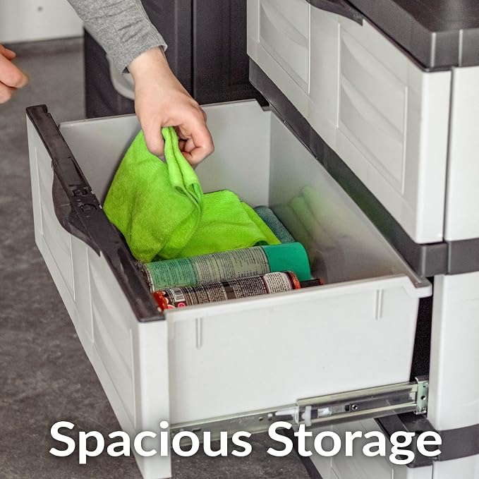 Sunnydaze 29.5" 3-Tier Heavy Duty Garage Storage Drawers, Gray | Easy-Clean Plastic Storage Cabinet with Drawers, Includes Anti-Tip Kit, Fully Assembled for Garage, Laundry Room, Office - Image 4