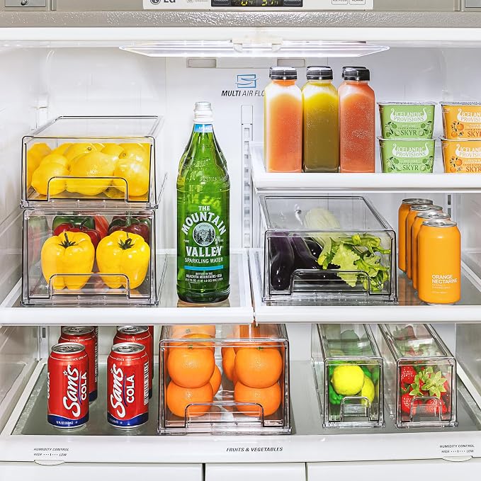 Sorbus 2 Large & 4 Small Clear Stackable Storage Drawers – Plastic Organizer Bins with Handles – Stackable Pull-Out Storage Drawers for Closet, Pantry, Office, Bathroom, Craft, and Toy Organization - Image 7