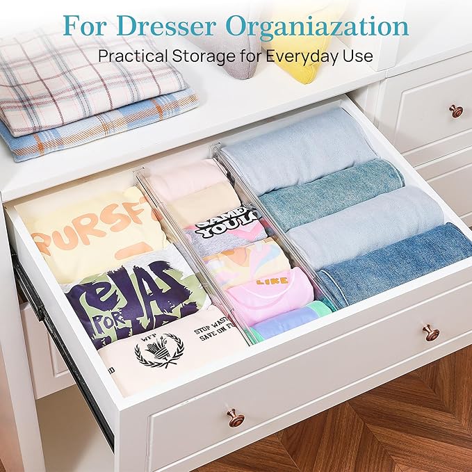 Vtopmart 4" Regular Upgrade Drawer Dividers for Clothes, 12.8"-22.3" 8 Pack | Expandable Dresser Drawer Organizer, Clear Separator, Baby Clothing, Underwear, Cosmetics, Toiletries Storage, Space Saving - Image 4