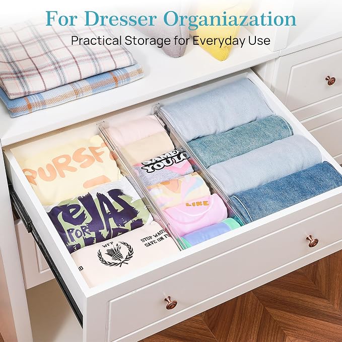 Vtopmart 4" Regular Upgrade Drawer Dividers for Clothes, 12.8"-22.3" 4 Pack | Expandable Dresser Drawer Organizer, Clear Separator, Baby Clothing, Underwear, Cosmetics, Toiletries Storage, Space Saving - Image 4