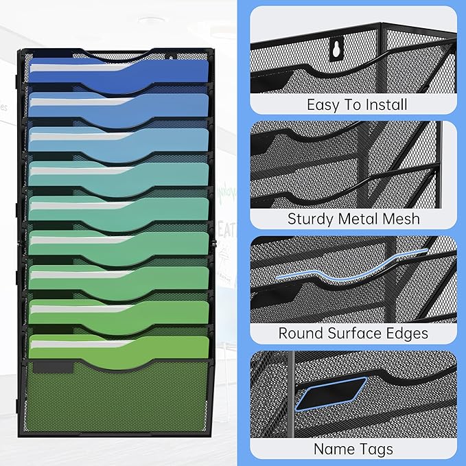 Kuntine.B Wall File Organizer Office Hanging Magazine Holder Wall File Organizer for Office Home - Image 3