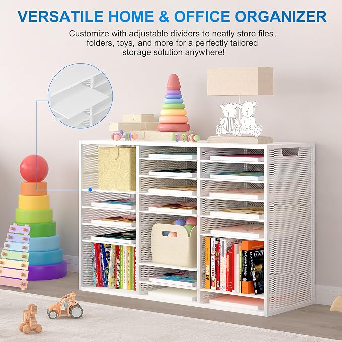Mail Sorter Adjustable Countertop Mail Holder, Heavy Duty Literature Organizer, Student Mailbox for Classroom, Desktop Bill Paper Organizer for Office Home School, 27 Compartments, White - Image 5
