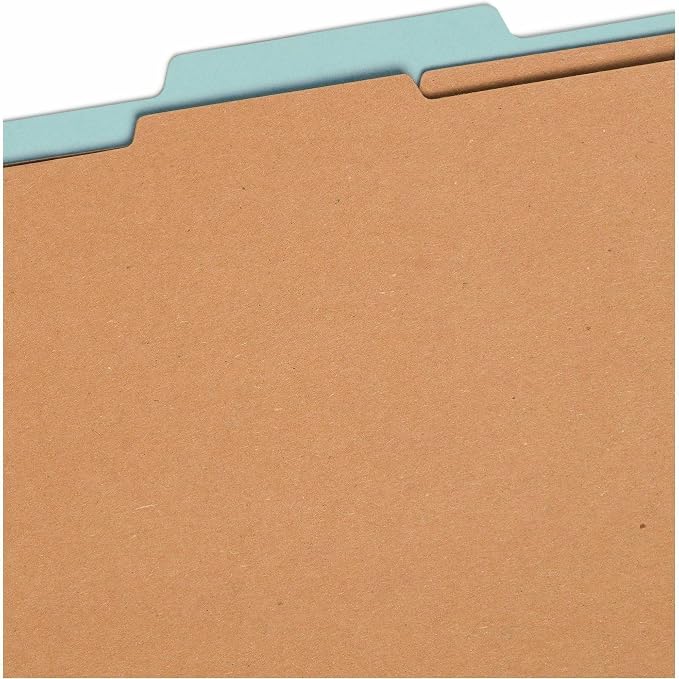 Smead Pressboard Classification File Folder with SafeSHIELD Fasteners, 2 Dividers, 2" Expansion, Letter Size, Blue, 10 per Box (14030) - Image 3