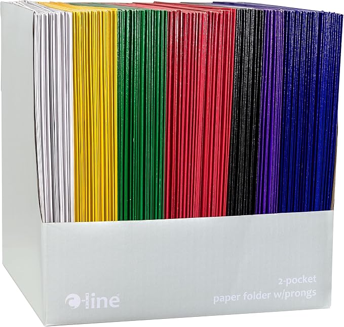 C-Line Two-Pocket Paper Portfolio with Prongs, 1 Case of 100 Folders, Assorted Colors (05320-DS) - Image 2